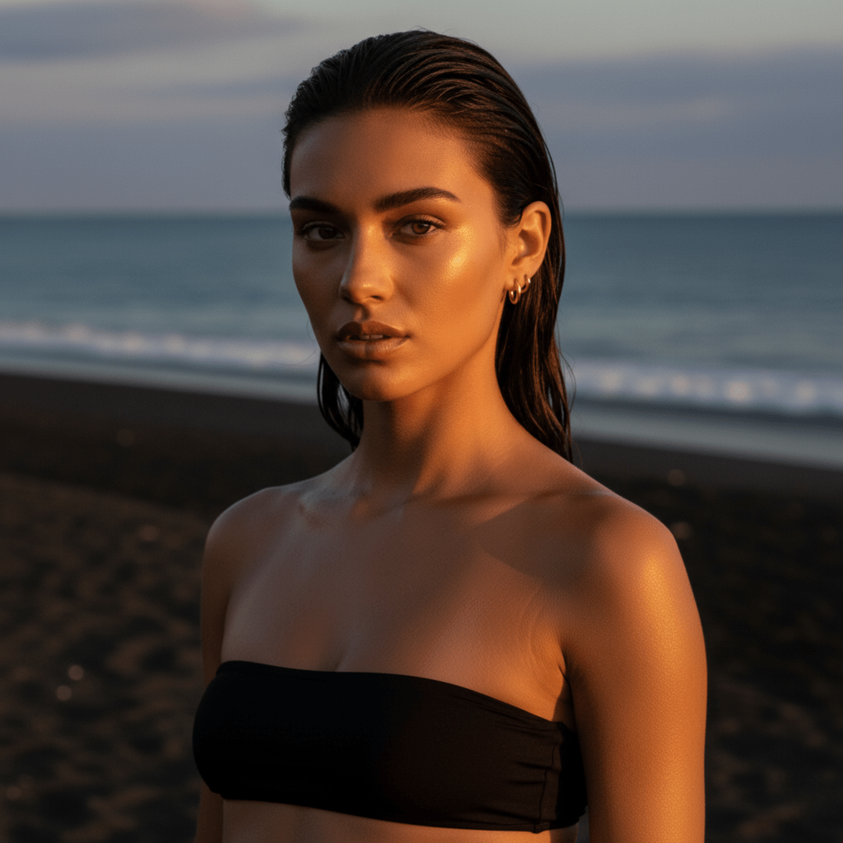 Horizon Line Gold Silver Hoop Earrings