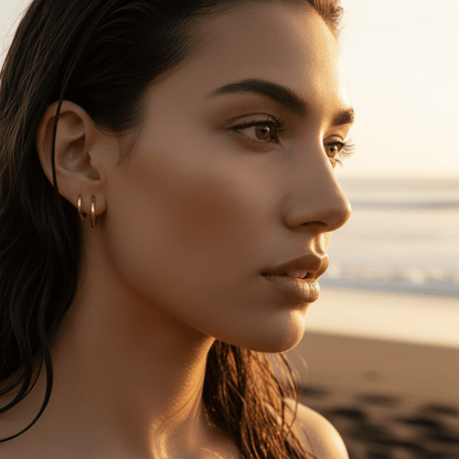Horizon Line Gold Silver Hoop Earrings