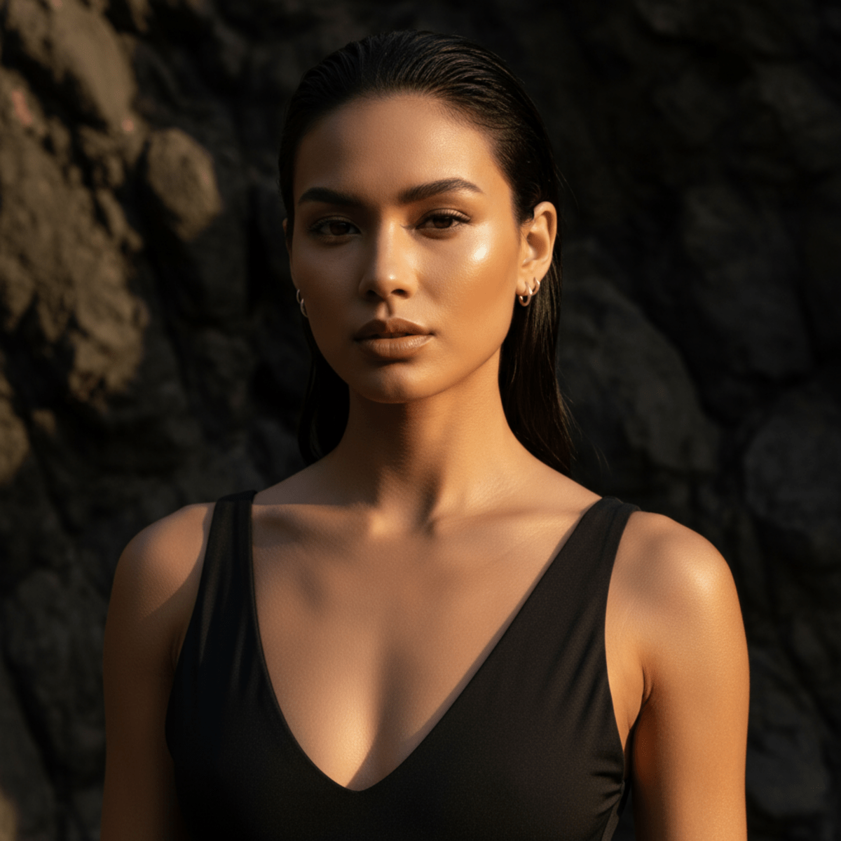 Horizon Line Gold Silver Hoop Earrings