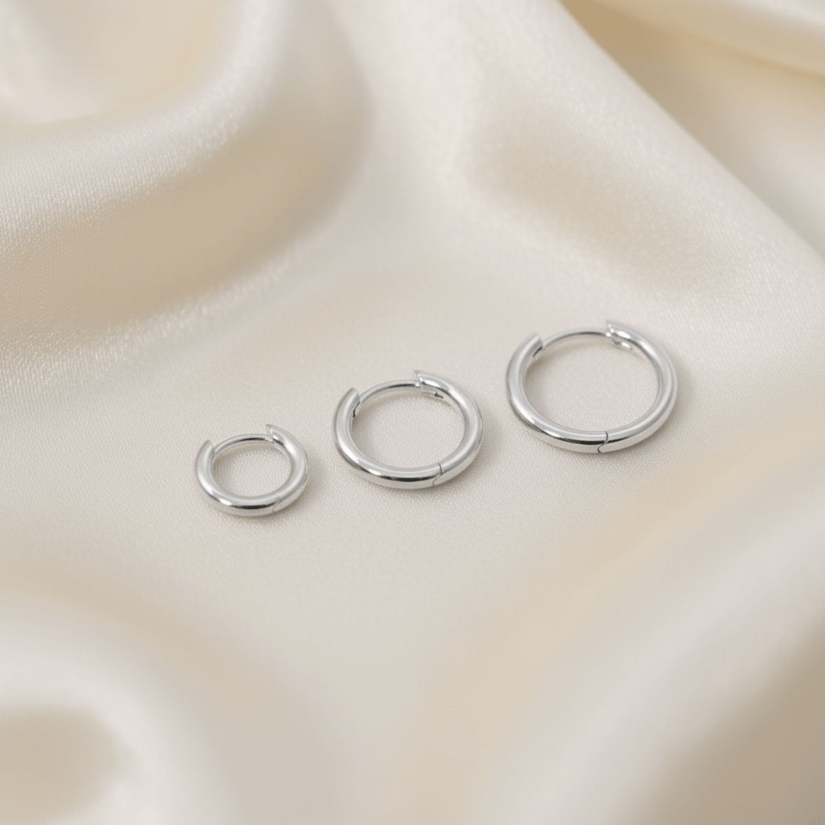 Horizon Line Gold Silver Hoop Earrings