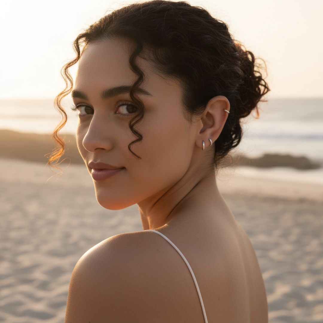 Golden Hour Huggie Gold Silver Earrings