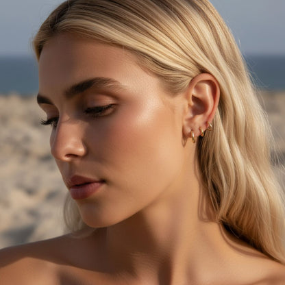 Golden Hour Huggie Gold Silver Earrings