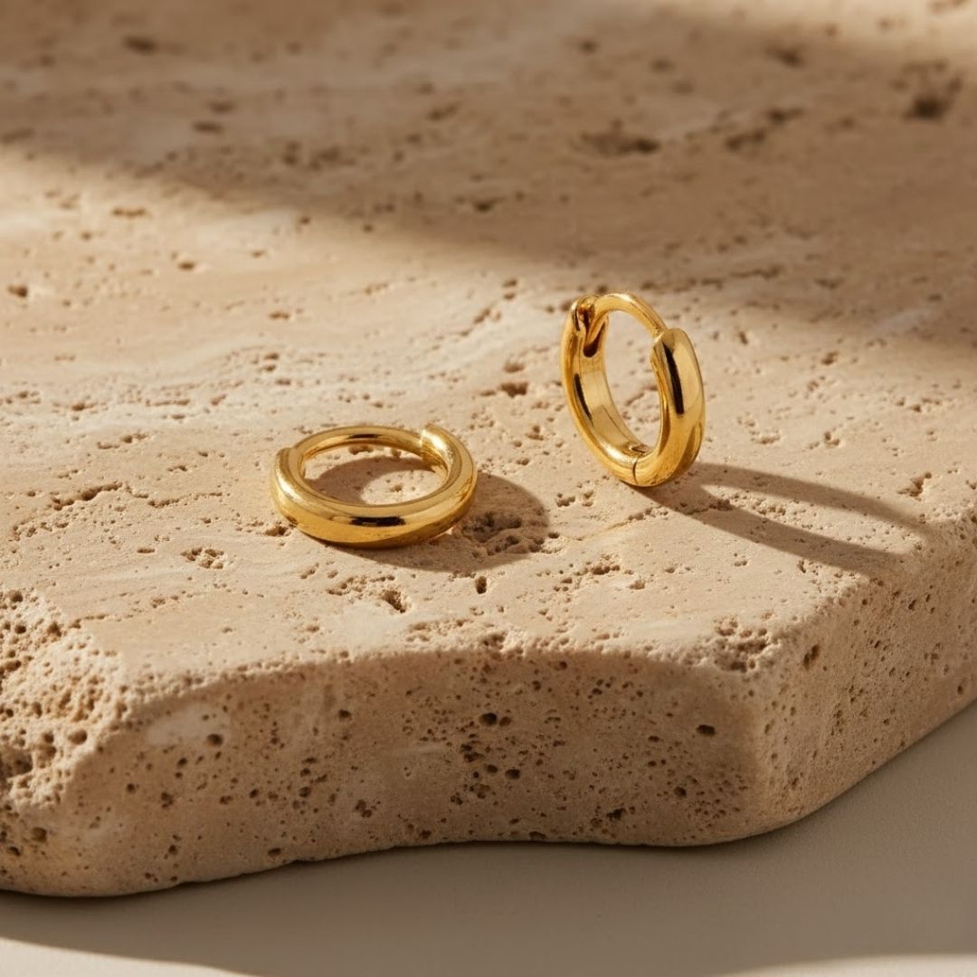 Golden Hour Huggie Gold Silver Earrings