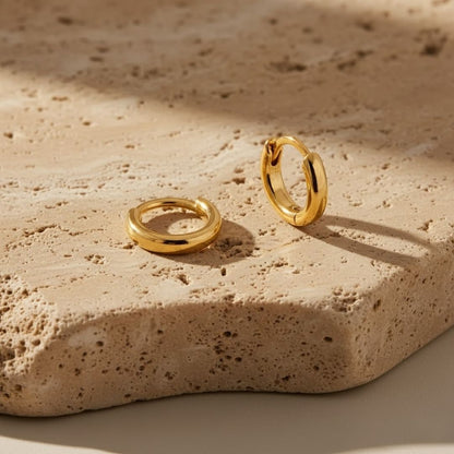 Golden Hour Huggie Gold Silver Earrings