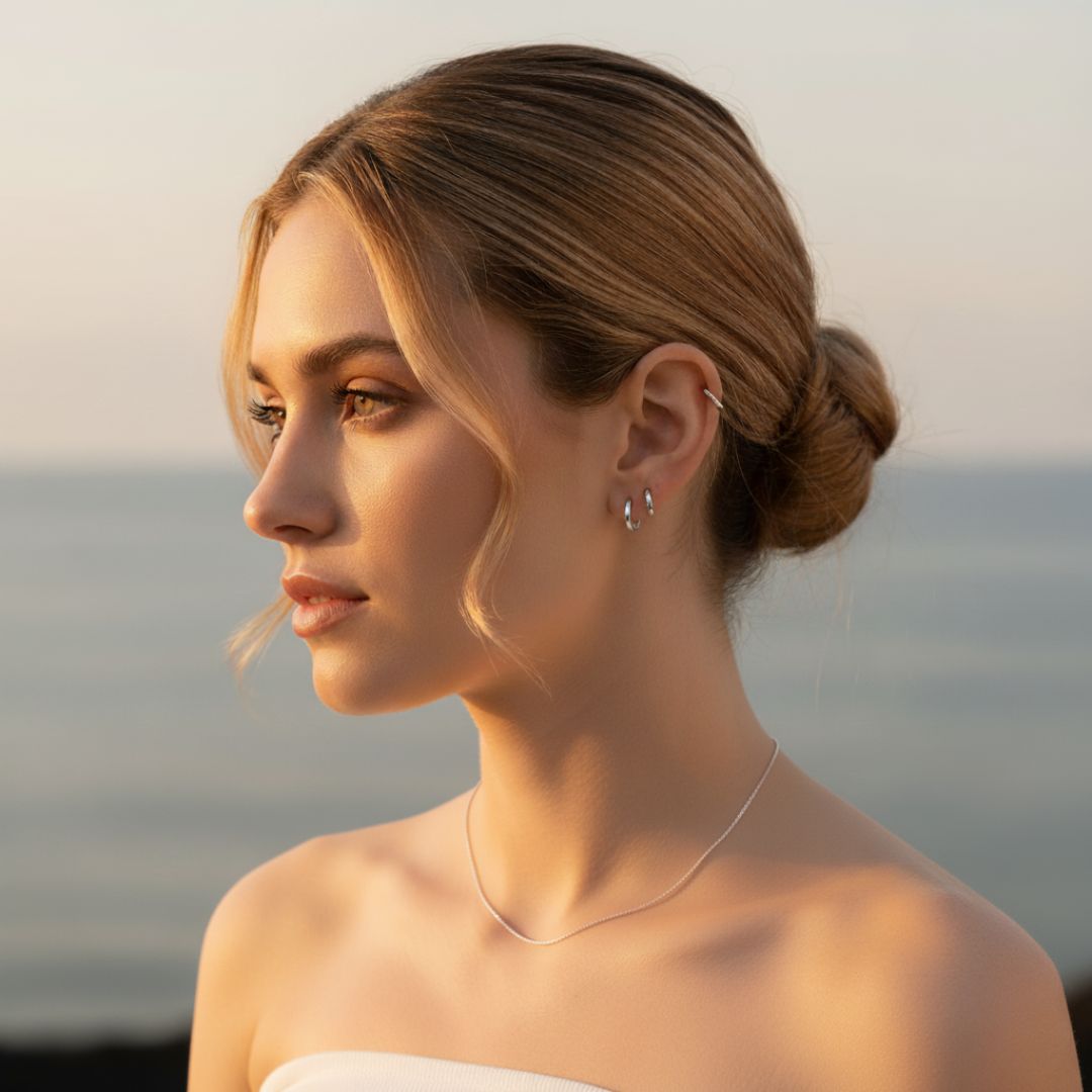 Golden Hour Huggie Gold Silver Earrings