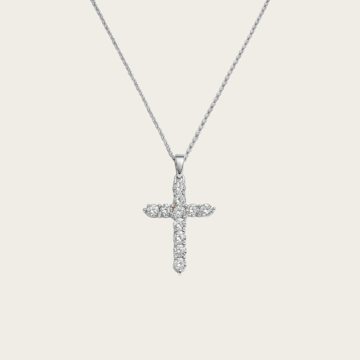 Sunlit Pavé Silver Gold Cross Pendant Necklace
