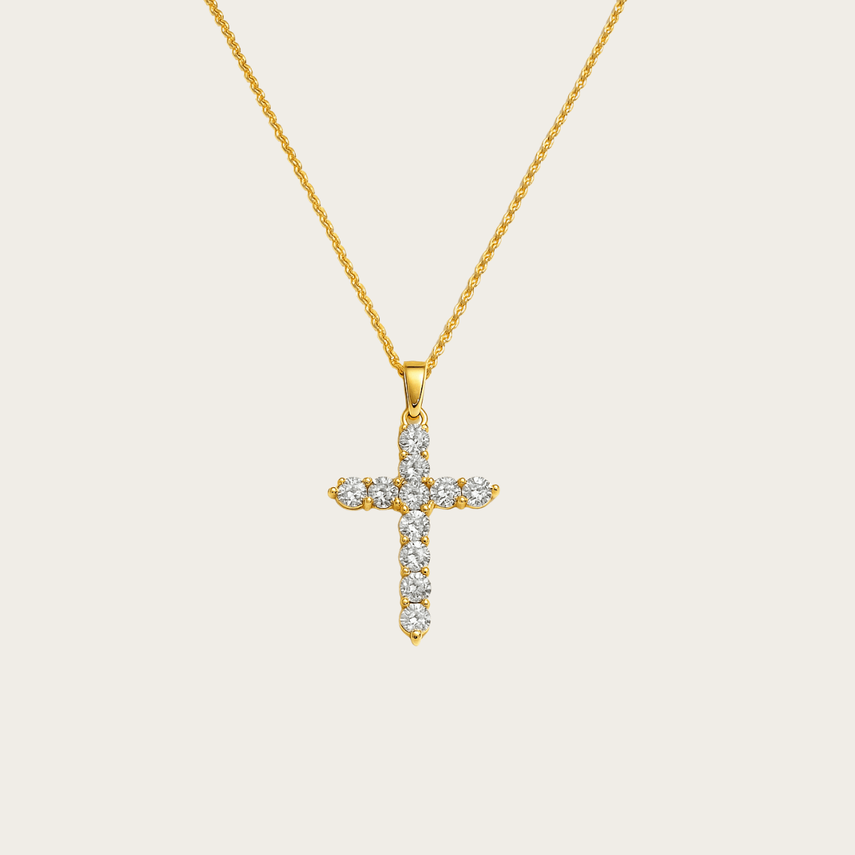 Sunlit Pavé Silver Gold Cross Pendant Necklace