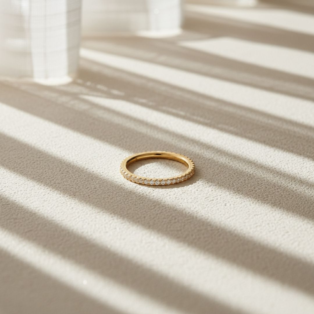 Coastline Shimmer Silver Gold Pavé Ring