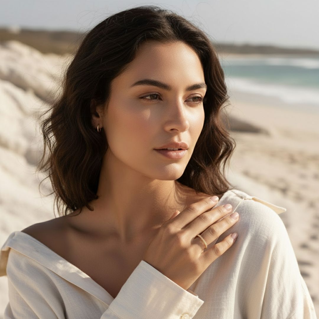 Coastline Shimmer Silver Gold Pavé Ring