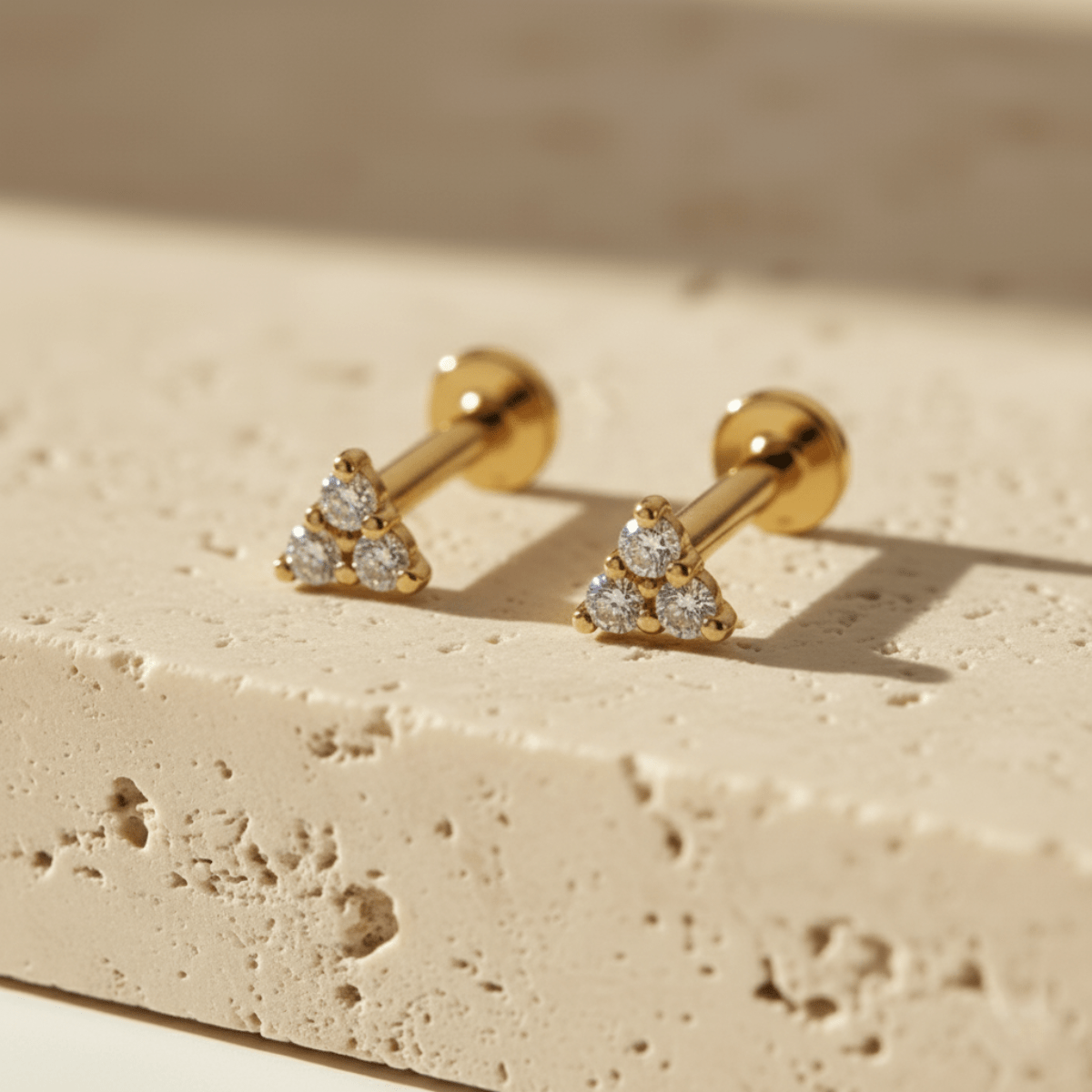 Minimalist Triangle Ear Piercing - Hypoallergenic Lab-Grown Diamond & Swim-Proof