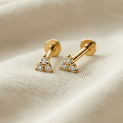 Minimalist Triangle Ear Piercing - Hypoallergenic Lab-Grown Diamond & Swim-Proof