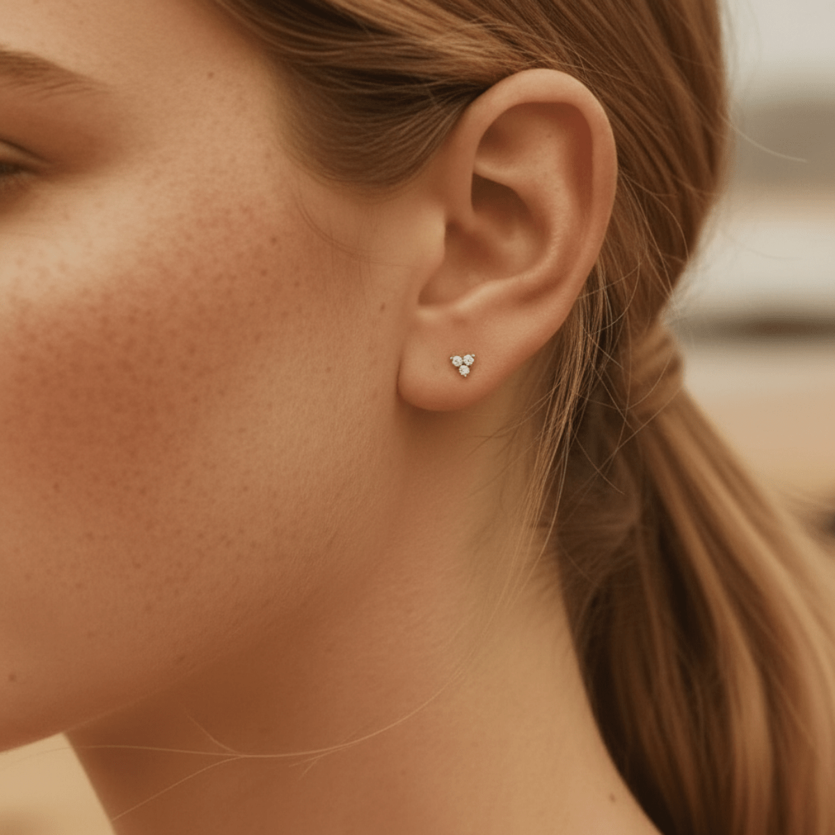 Minimalist Triangle Ear Piercing - Hypoallergenic Lab-Grown Diamond & Swim-Proof