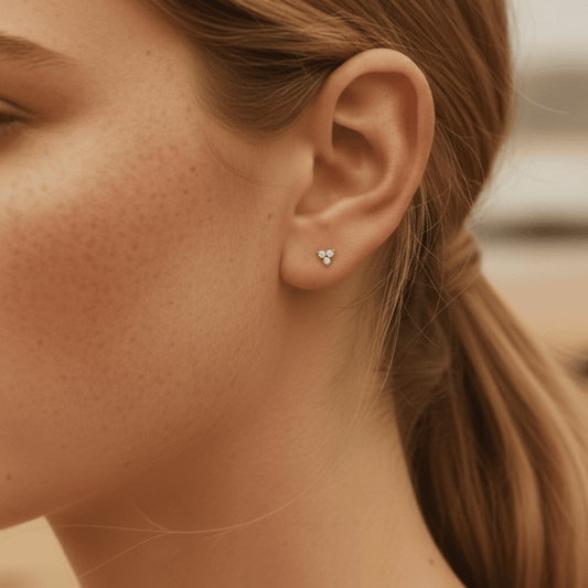 Minimalist Triangle Ear Piercing - Hypoallergenic Lab-Grown Diamond & Swim-Proof