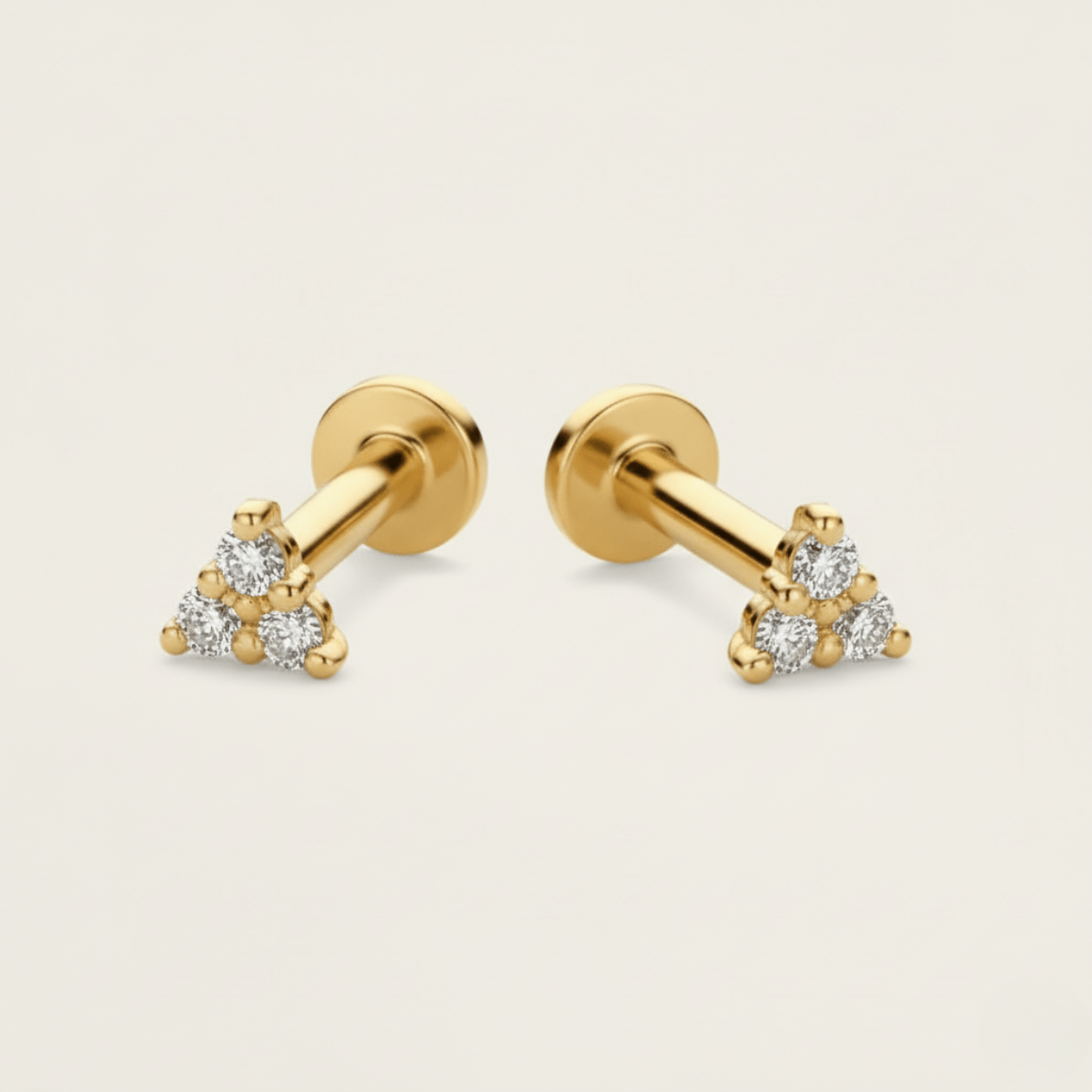 Minimalist Triangle Ear Piercing - Hypoallergenic Lab-Grown Diamond & Swim-Proof