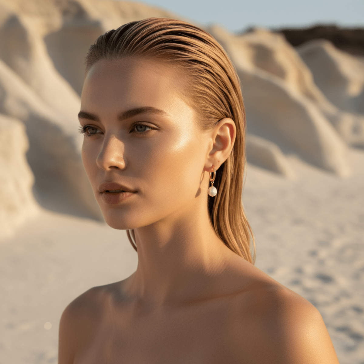 Modern Pearl - Gold Hoop Earrings with Removable Freshwater Pearl Pendant