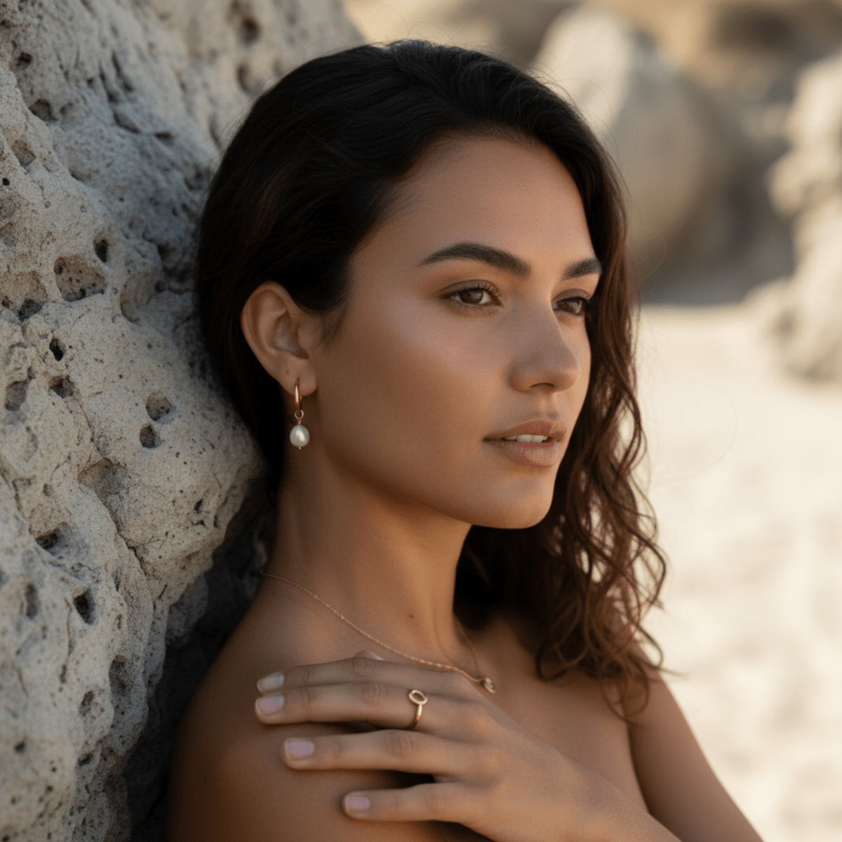 Modern Pearl - Gold Hoop Earrings with Removable Freshwater Pearl Pendant