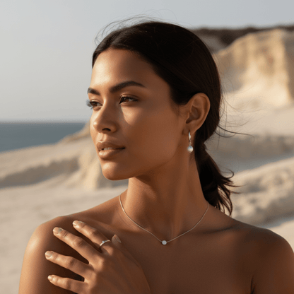 Modern Pearl - Gold Hoop Earrings with Removable Freshwater Pearl Pendant