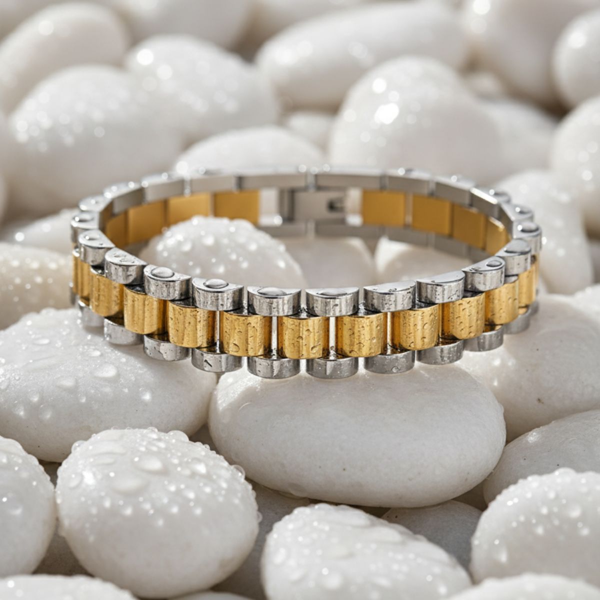 Nora - Gold Bracelet with Wide Link Design for Fashion-Forward Style