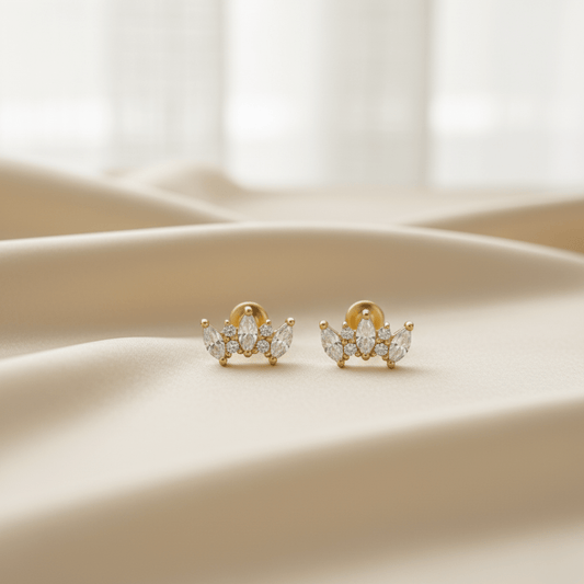 Crest Crown Gold Earrings