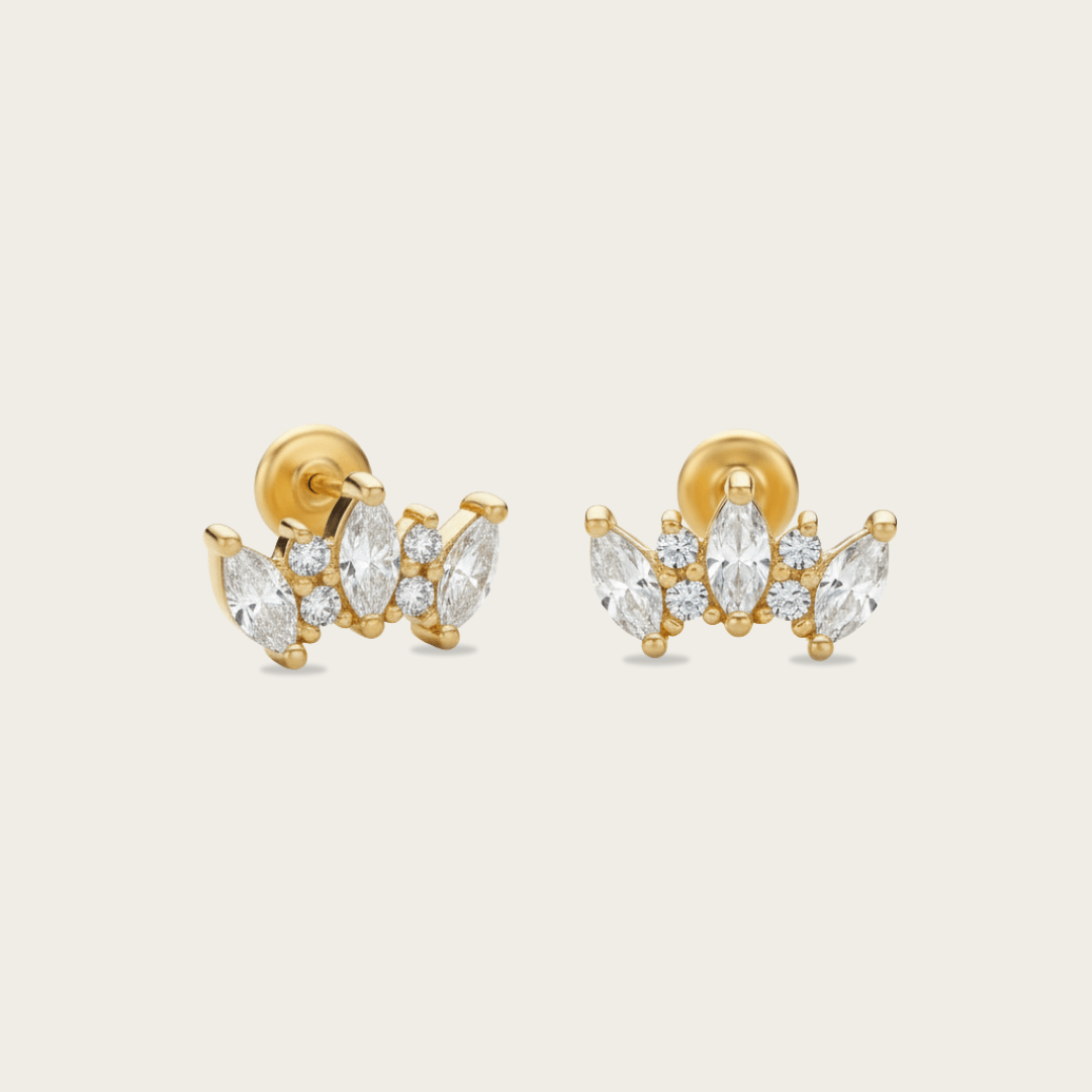 Crest Crown Gold Earrings