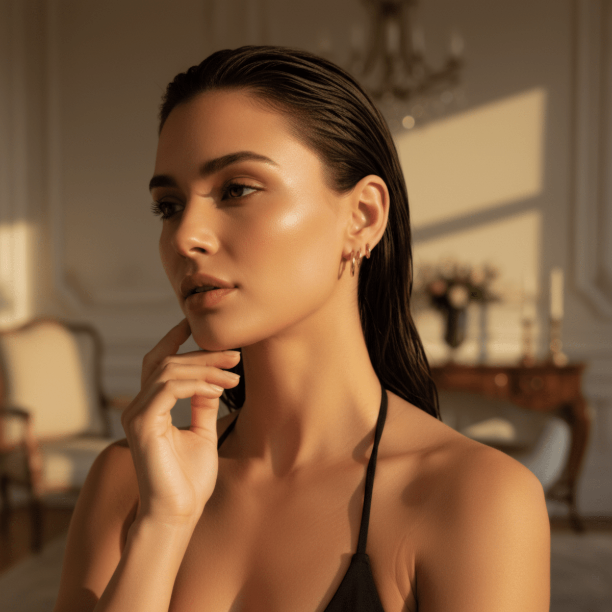 Ocean Current Gold Earrings Set