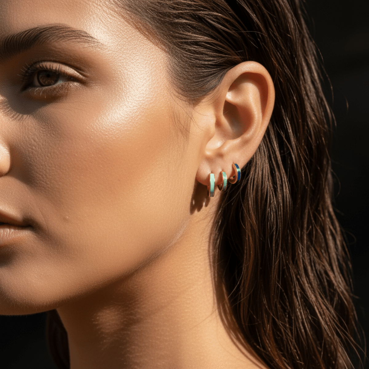 Ocean Hue Huggies Earrings