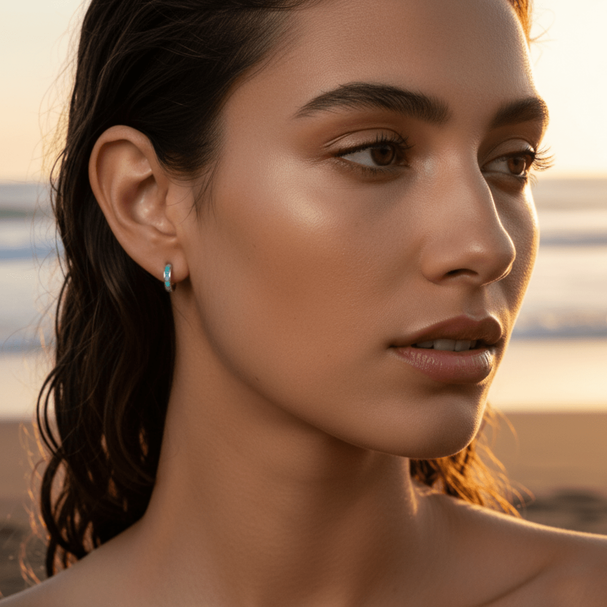 Ocean Hue Huggies Earrings