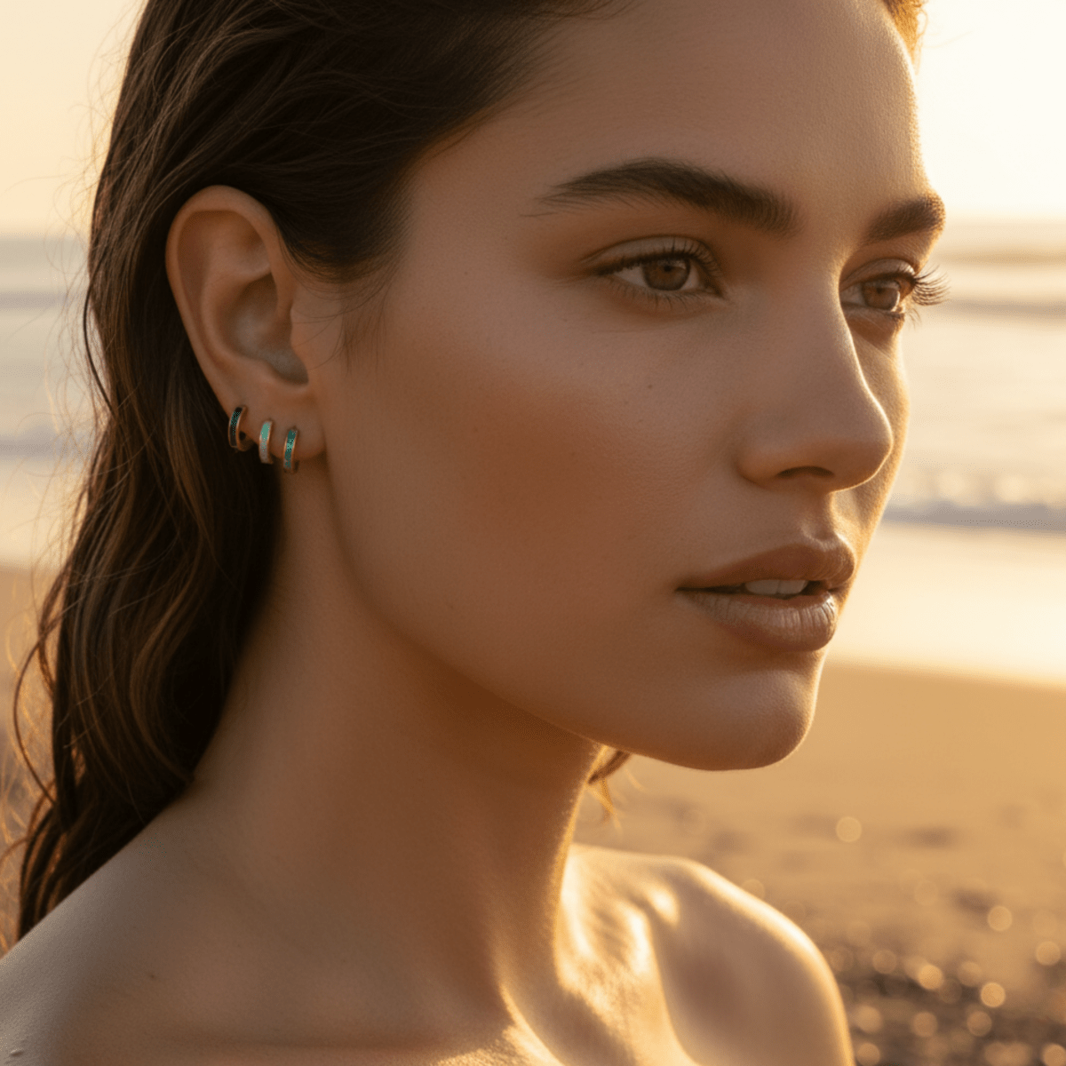 Ocean Hue Huggies Earrings