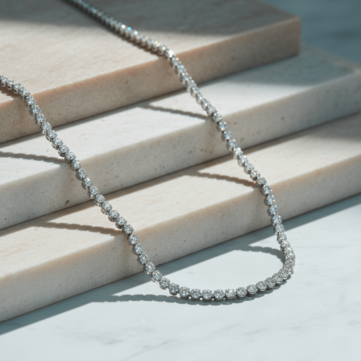 Ocean Pebble Gold and Silver Tennis Necklace