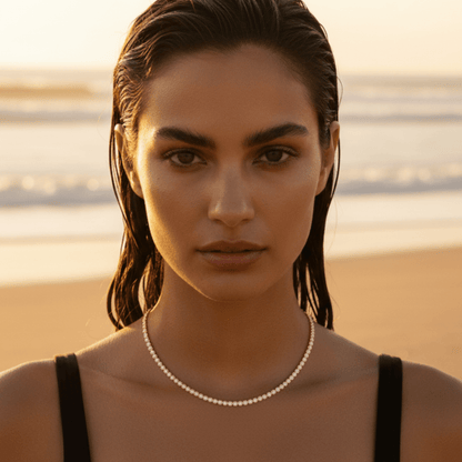 Ocean Pebble Gold and Silver Tennis Necklace