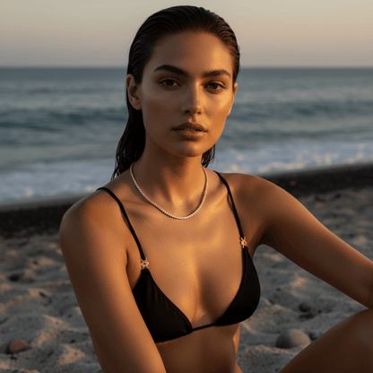 Ocean Pebble Gold and Silver Tennis Necklace