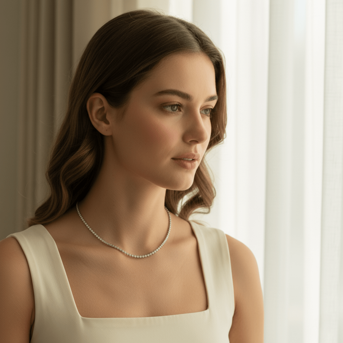 Ocean Pebble Gold and Silver Tennis Necklace