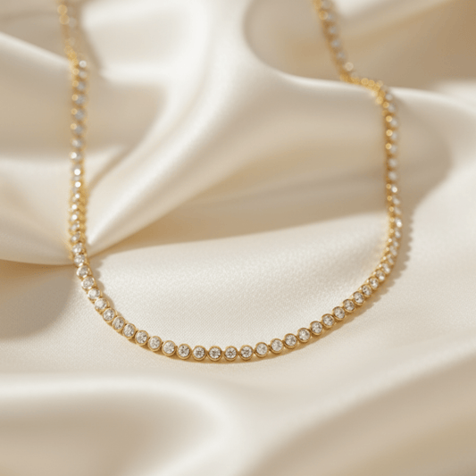 Ocean Pebble Gold and Silver Tennis Necklace