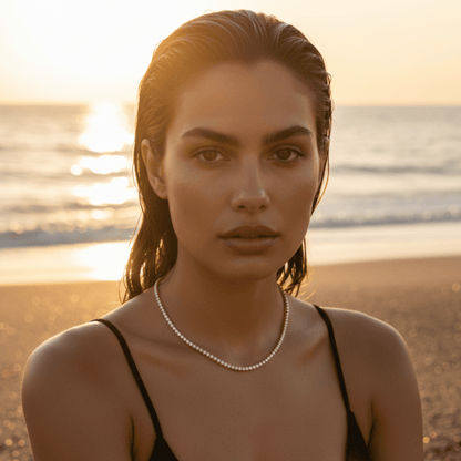 Ocean Pebble Gold and Silver Tennis Necklace