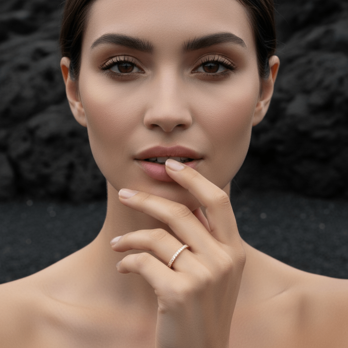 Coastline Shimmer Silver Gold Pavé Ring