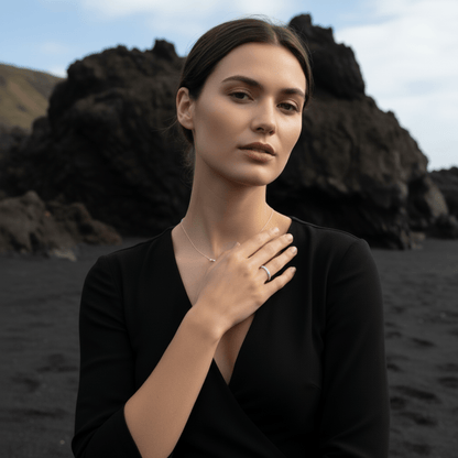 Coastline Shimmer Silver Gold Pavé Ring