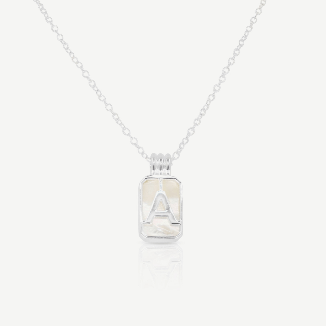 Pearlescent Initial Pendant Silver Necklace