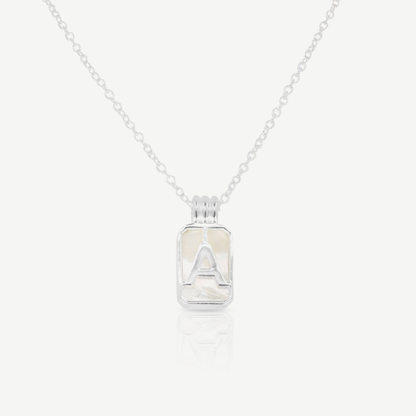 Pearlescent Initial Pendant Silver Necklace