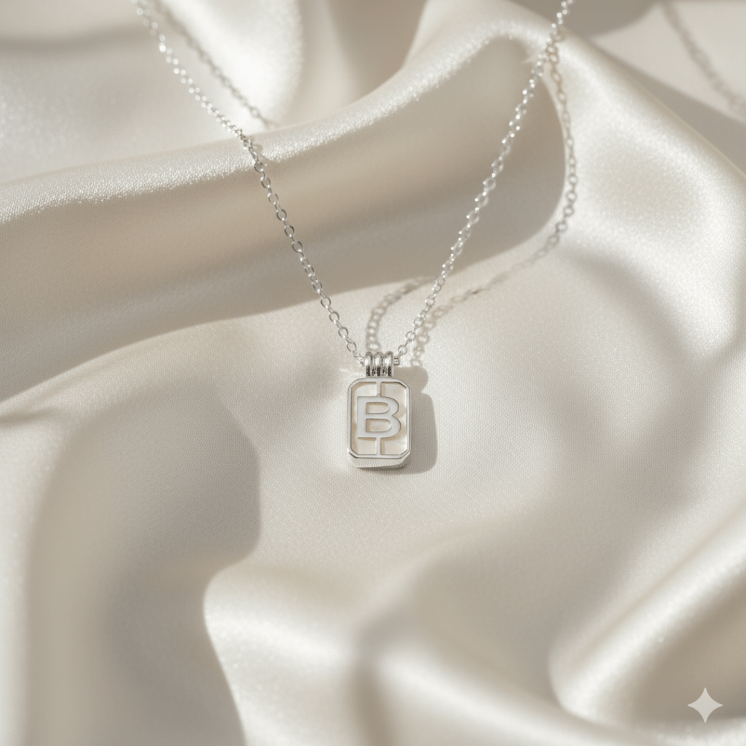Pearlescent Initial Pendant Silver Necklace