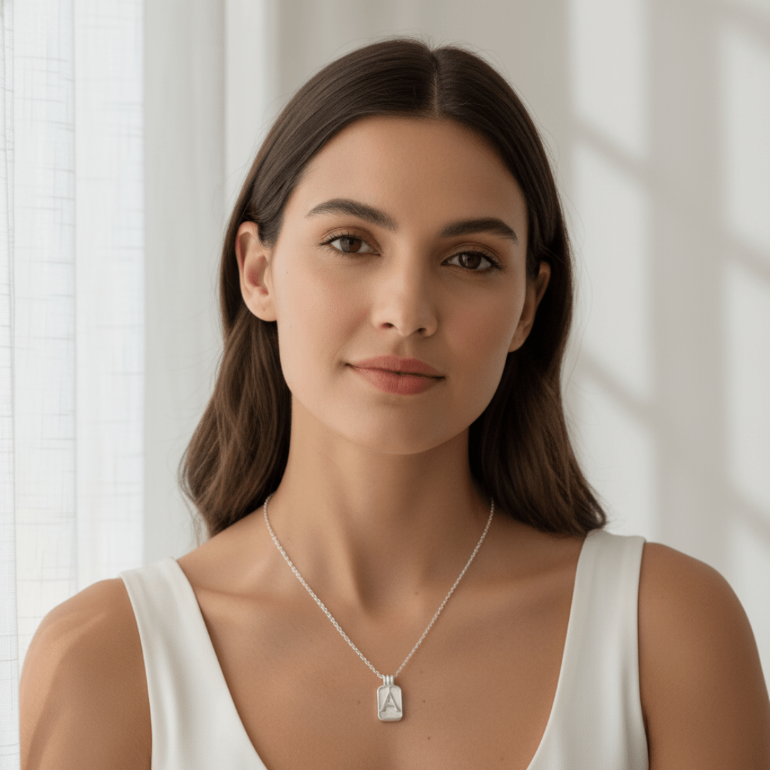 Pearlescent Initial Pendant Silver Necklace