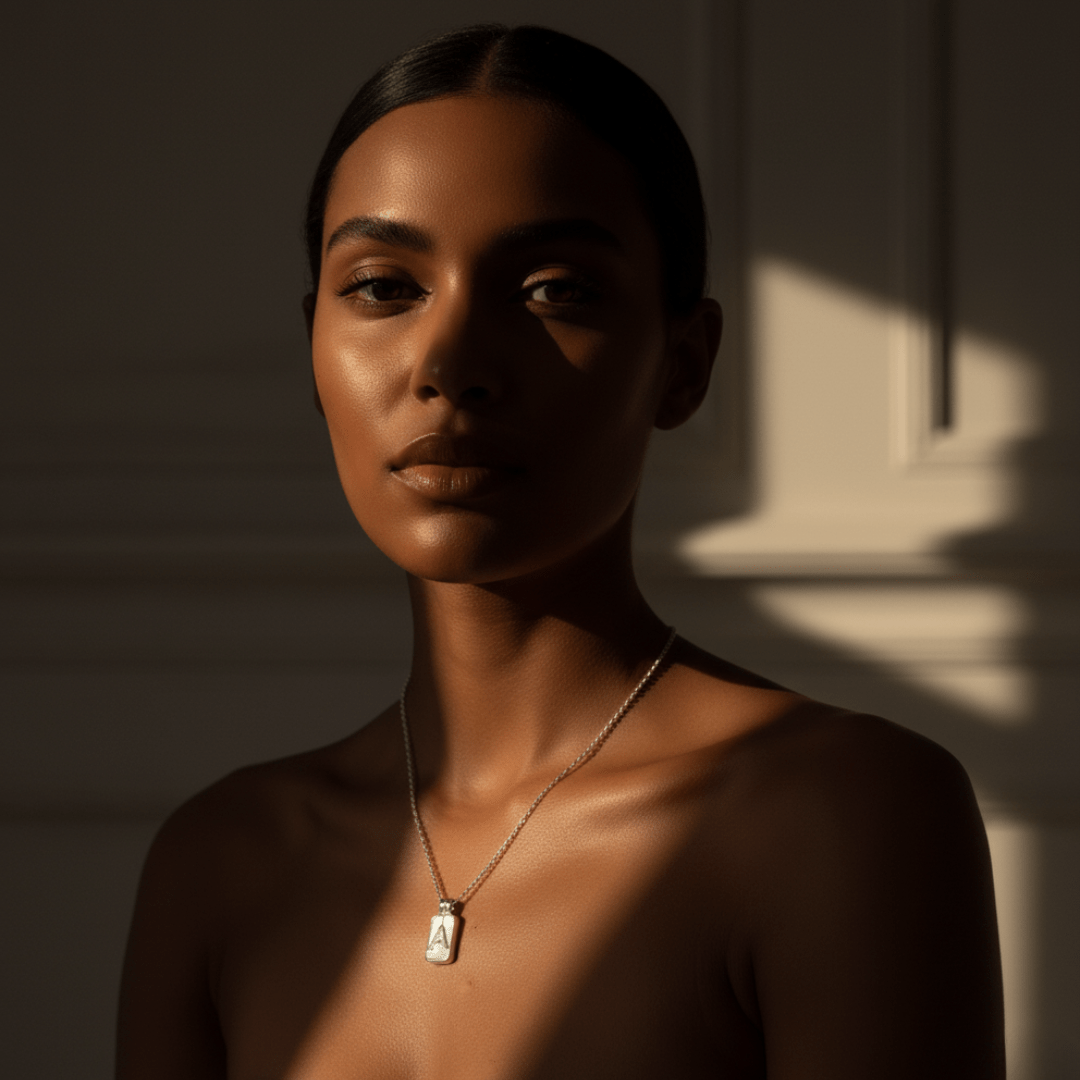 Pearlescent Initial Pendant Silver Necklace