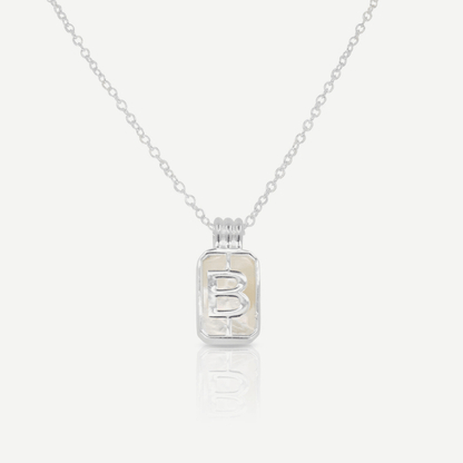Pearlescent Initial Pendant Silver Necklace