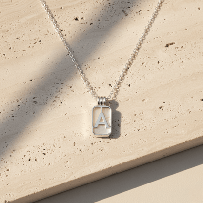 Pearlescent Initial Pendant Silver Necklace