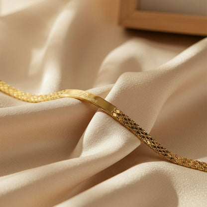 Personalized Engraveable ID Bracelet - Gold or Rhodium Plated, Handmade