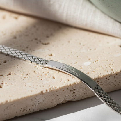 Personalized Engraveable ID Bracelet - Gold or Rhodium Plated, Handmade