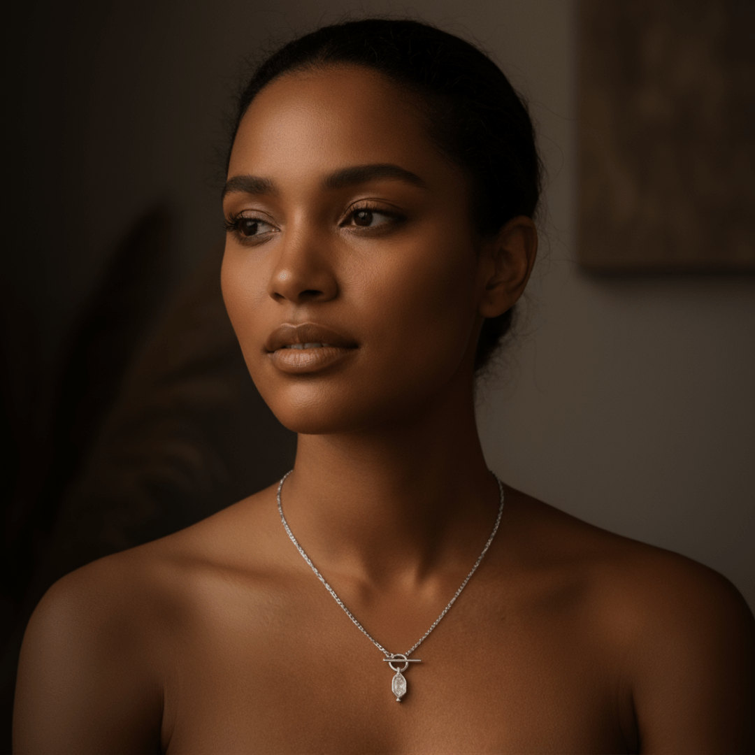 Polished Sea Drop Silver Necklace