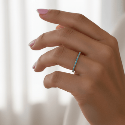 Sunlit Reef Turquoise Gold Silver Eternity Ring