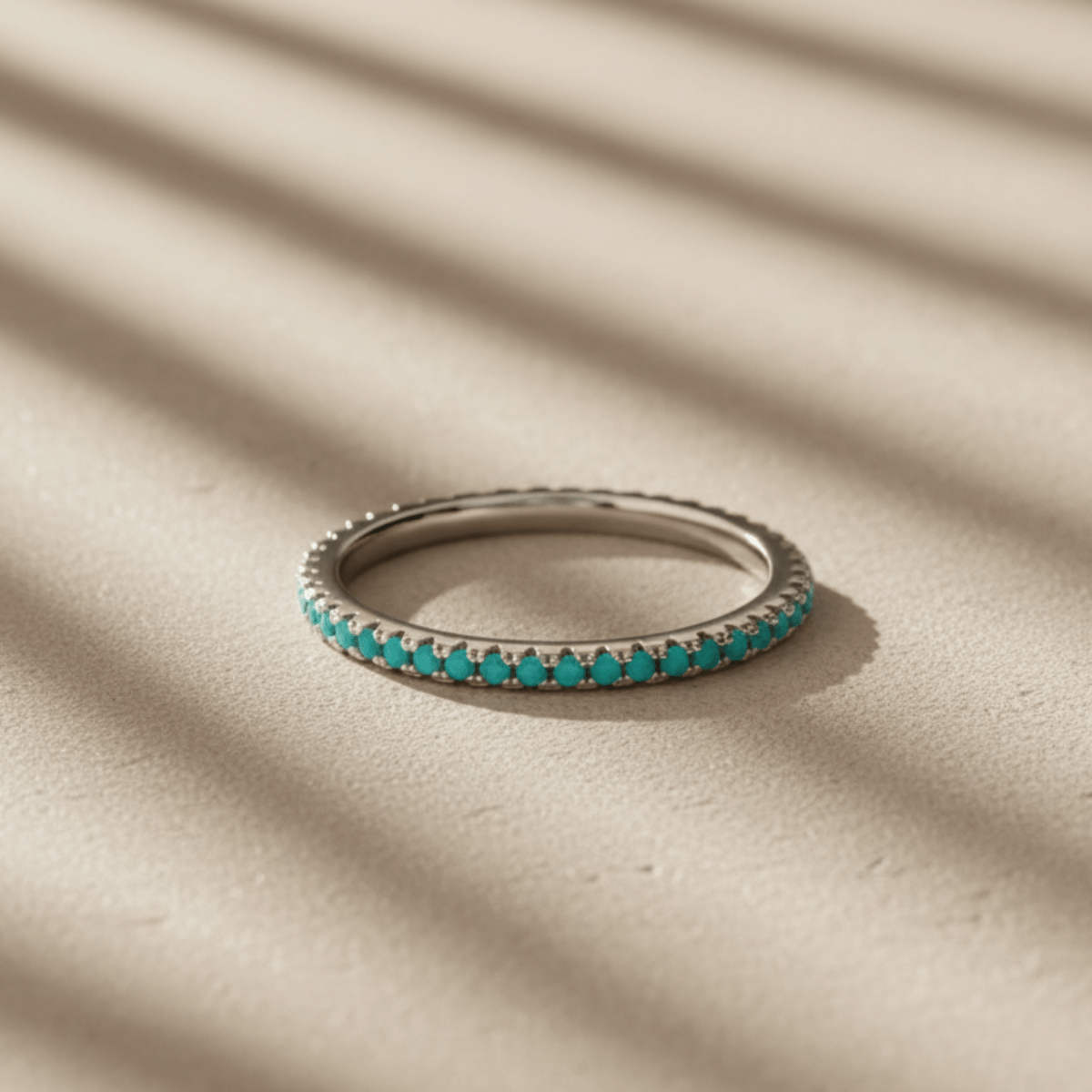 Sunlit Reef Turquoise Gold Silver Eternity Ring