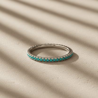 Sunlit Reef Turquoise Gold Silver Eternity Ring