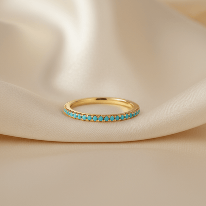 Sunlit Reef Turquoise Gold Silver Eternity Ring